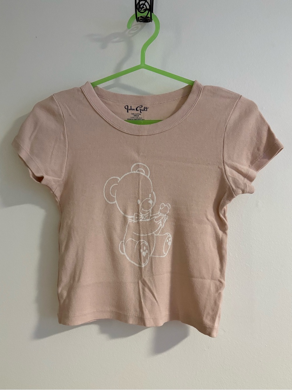 Brandy Melville Pale Pink Bear Graphic Tee